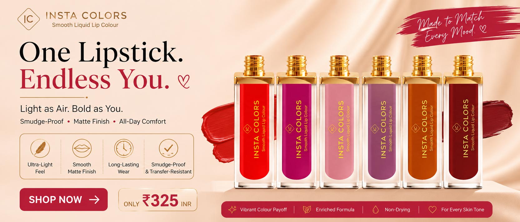 Insta Colors liquid lip colour banner
